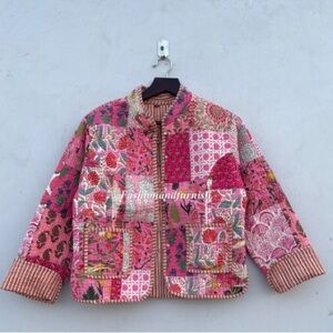 Patchwork Quilted Jackets Cotton Floral Bohemian Style Fall Winter Jacket Coat